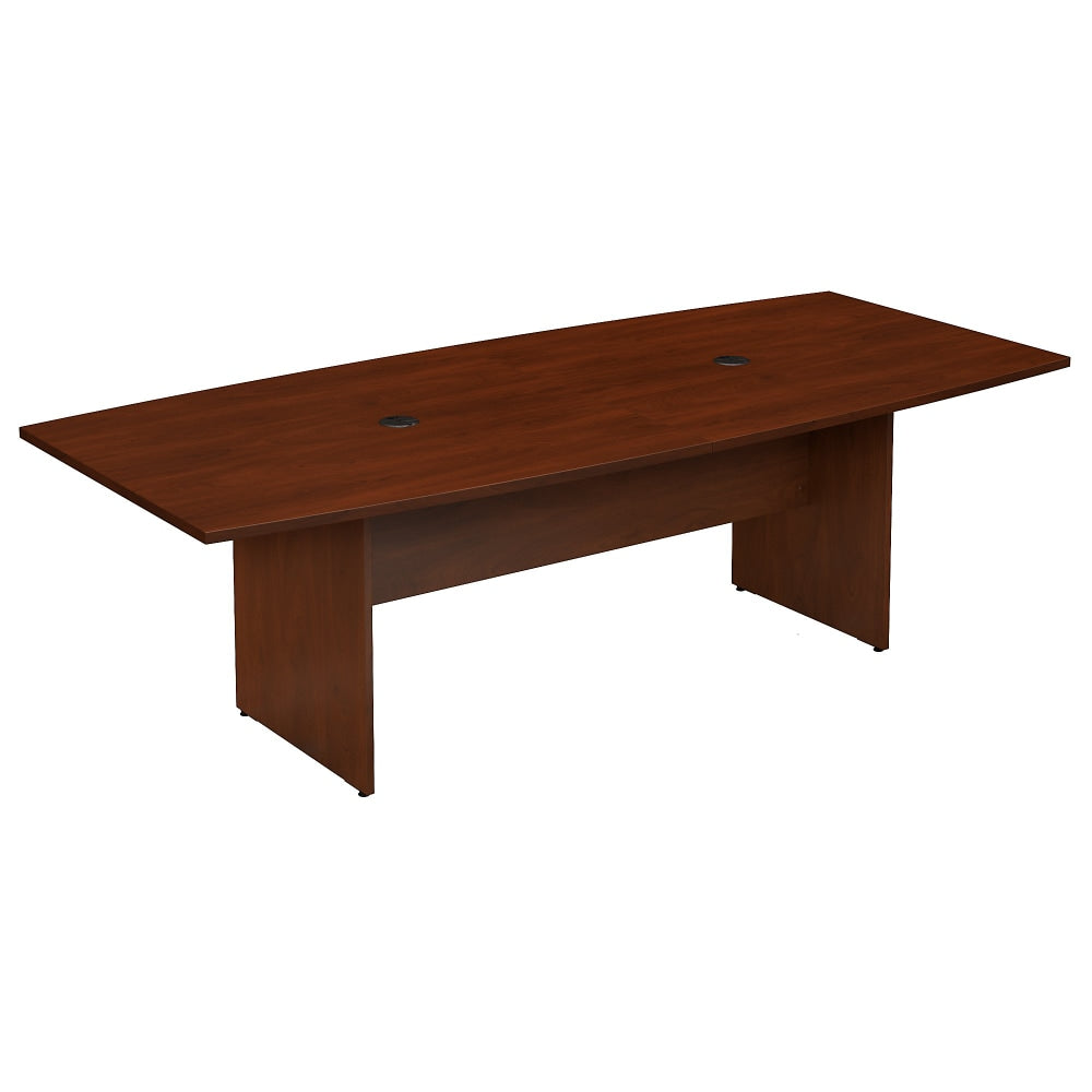 Bush Business Furniture 96inW x 42inD Boat Shaped Conference Table with Wood Base, Hansen Cherry, Standard Delivery