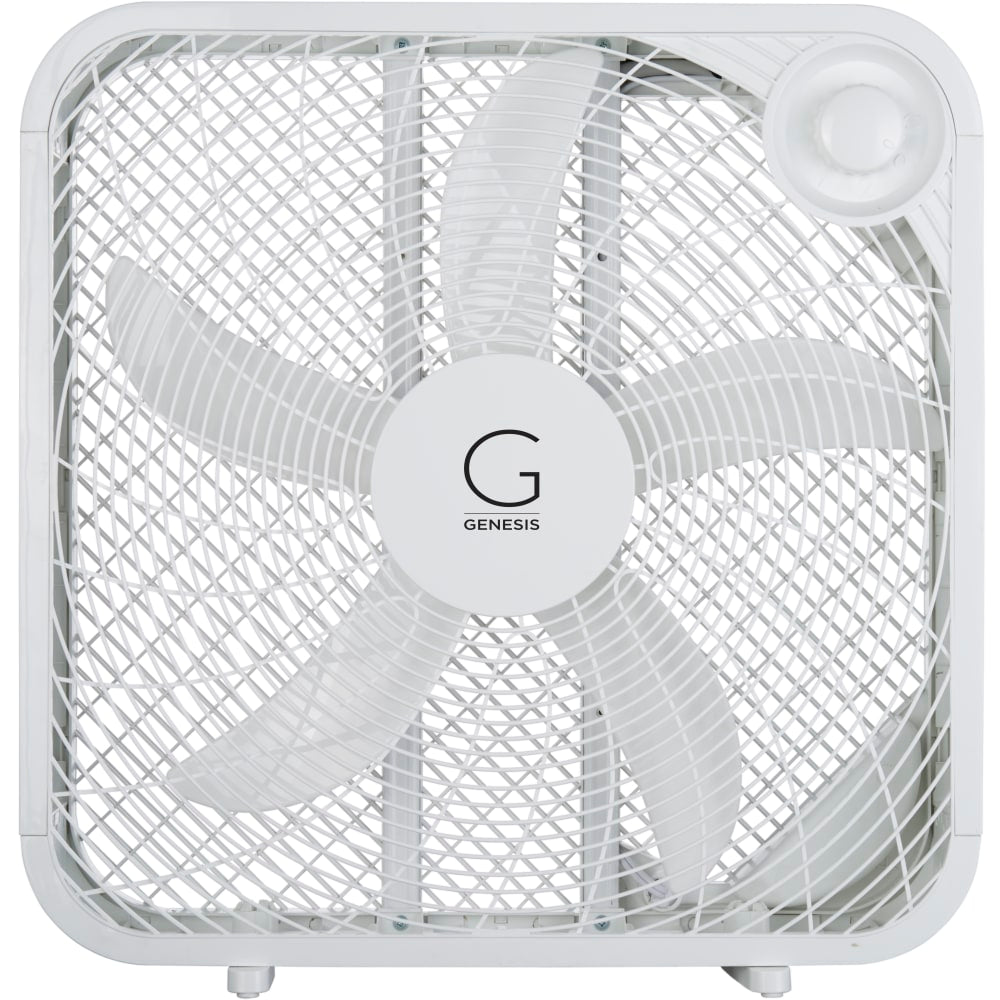 Genesis 3-Speed Box Fan With Max Cooling Technology, 20in, White