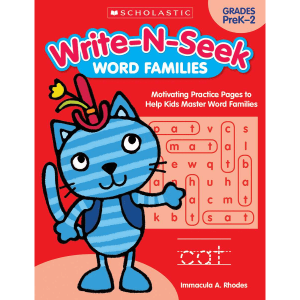 Scholastic Teacher Resources Write-N-Seek Workbook, Word Families, Pre-K - Grade 2