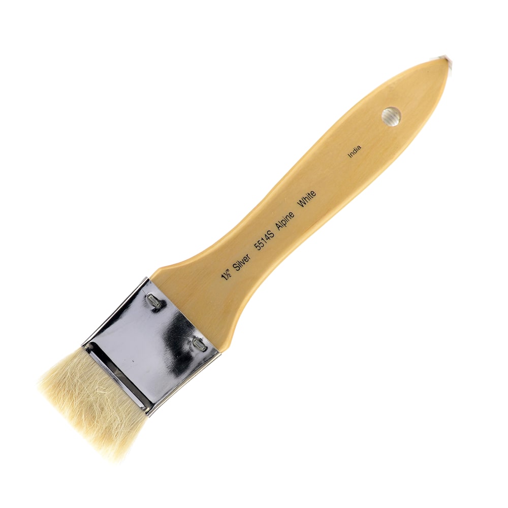 Silver Brush Series 5514S Alpine Paint Brush, 1 1/2in, Wash Bristle, Goat Hair, Yellow