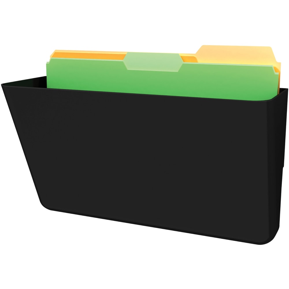 Deflecto DocuPocket Letter Size Wall File, 7inH x 13inW x 4inD, 50% Recycled, Black