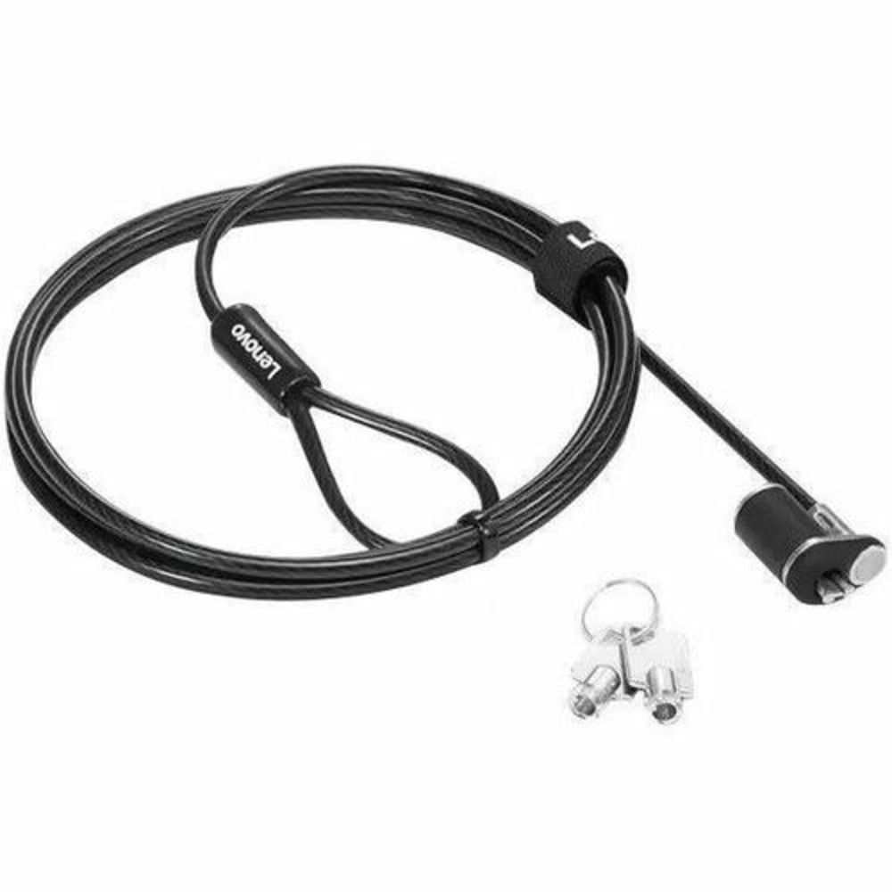 Lenovo NanoSaver Essential Cable Lock - Keyed Lock - Black - Galvanized Steel, Zinc Alloy, Stainless Steel - 4.92 ft - For Notebook, Docking Station, Desktop Computer, LCD Monitor