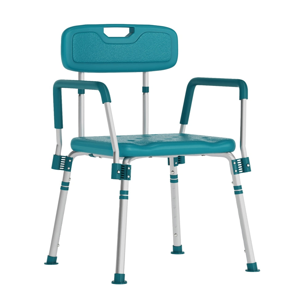 Flash Furniture Hercules Adjustable Bath And Shower Chair With Quick-Release Back And Arms, 34-3/4inH x 20-3/4inW x 19-3/4inD, Teal