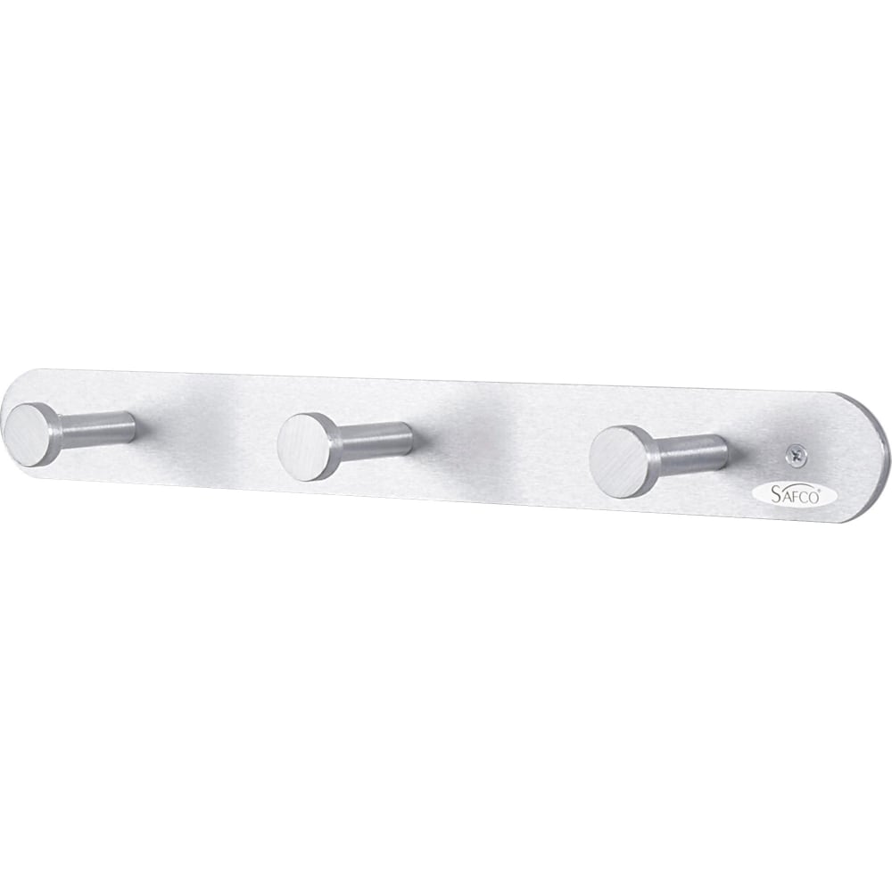 Safco Rounded Design Coat Hooks, 2inH x 18inW x 2 5/8inD, Silver