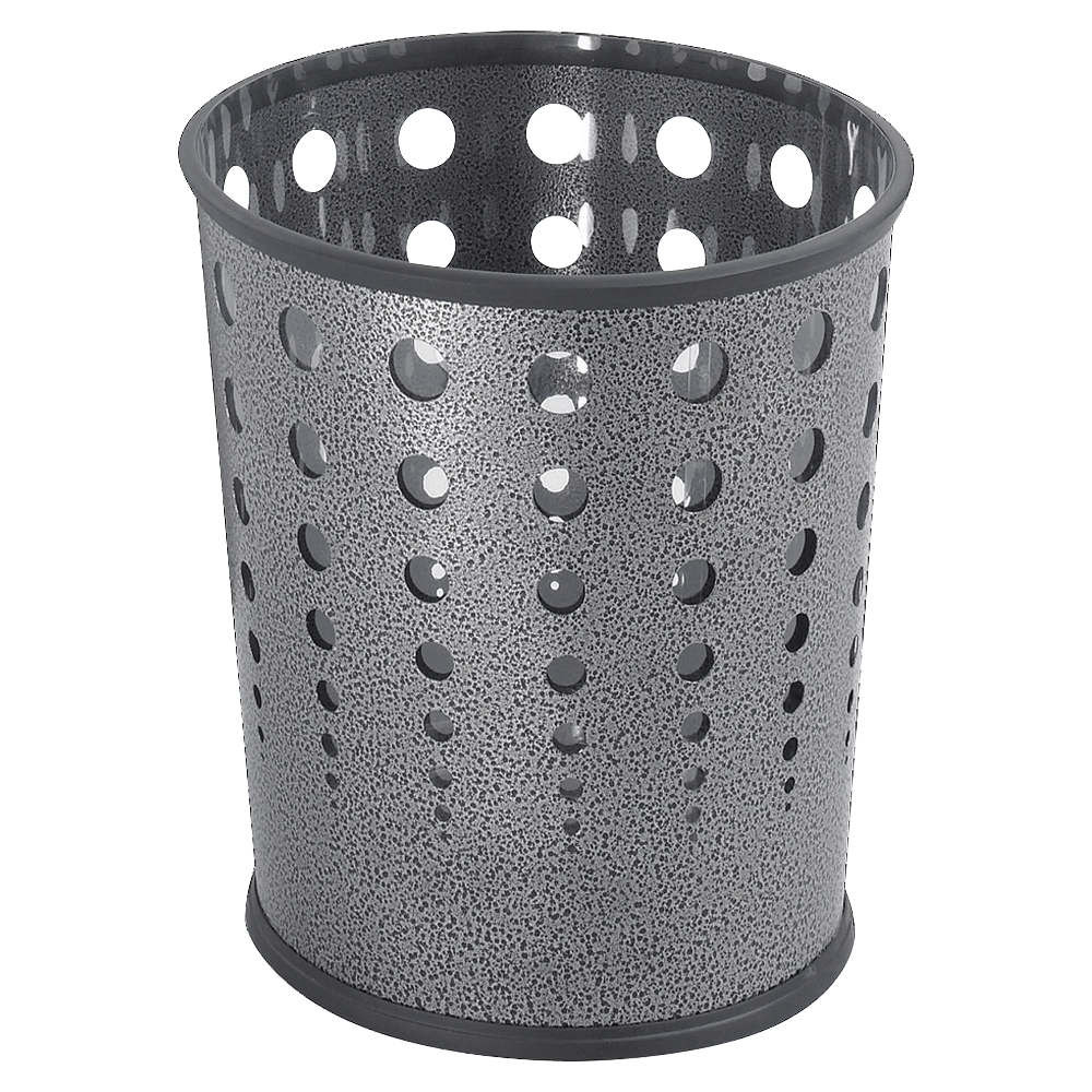 Safco Round Steel Wastebasket, 6 Gallons, Black Speckled