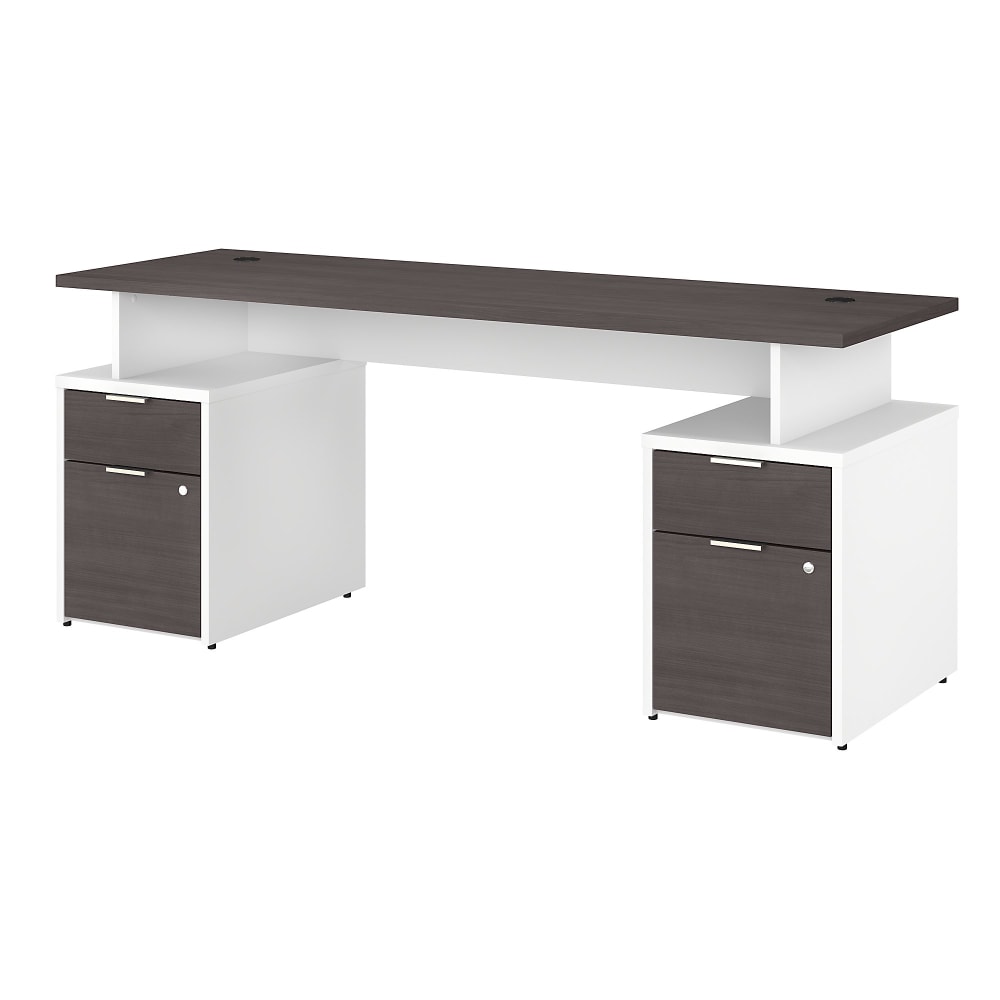 Bush Business Furniture Jamestown 72inW Computer Desk With 4 Drawers, Storm Gray/White, Standard Delivery