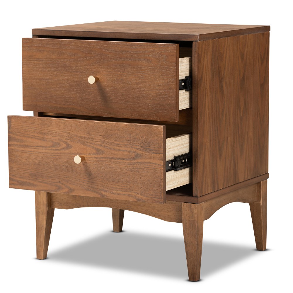 Baxton Studio Landis 2-Drawer Nightstand, 23-1/4inH x 18-5/8inW x 15-3/4inD, Ash Walnut