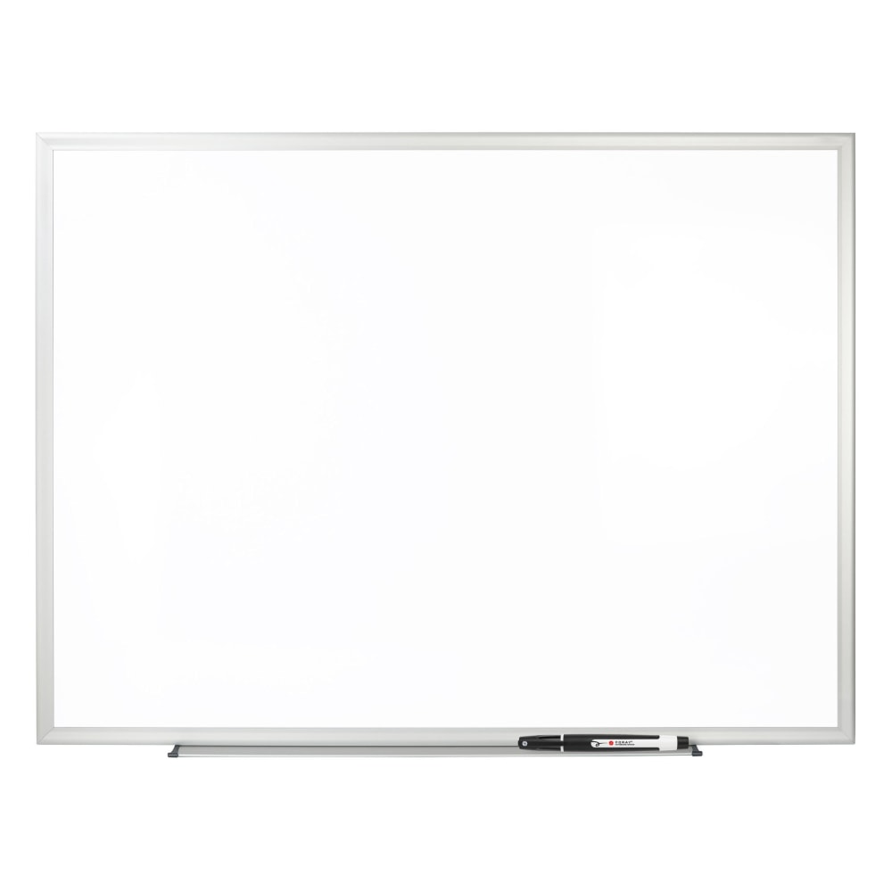 Office Depot Brand Non-Magnetic Melamine Dry-Erase Whiteboard With Marker,  36in x 48in, Aluminum Frame With Silver Finish