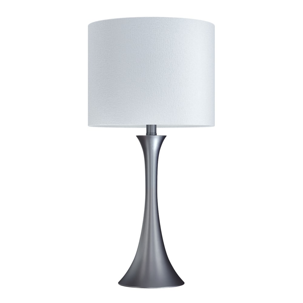 LumiSource Lenuxe Contemporary Table Lamps, 24-1/4inH, Off-White Shade/Frosted Silver Base, Set Of 2 Lamps