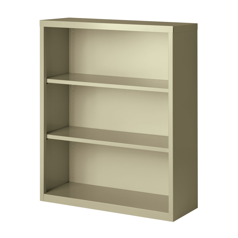 Hirsh 42inH 3-Shelf Metal Bookcase, Putty