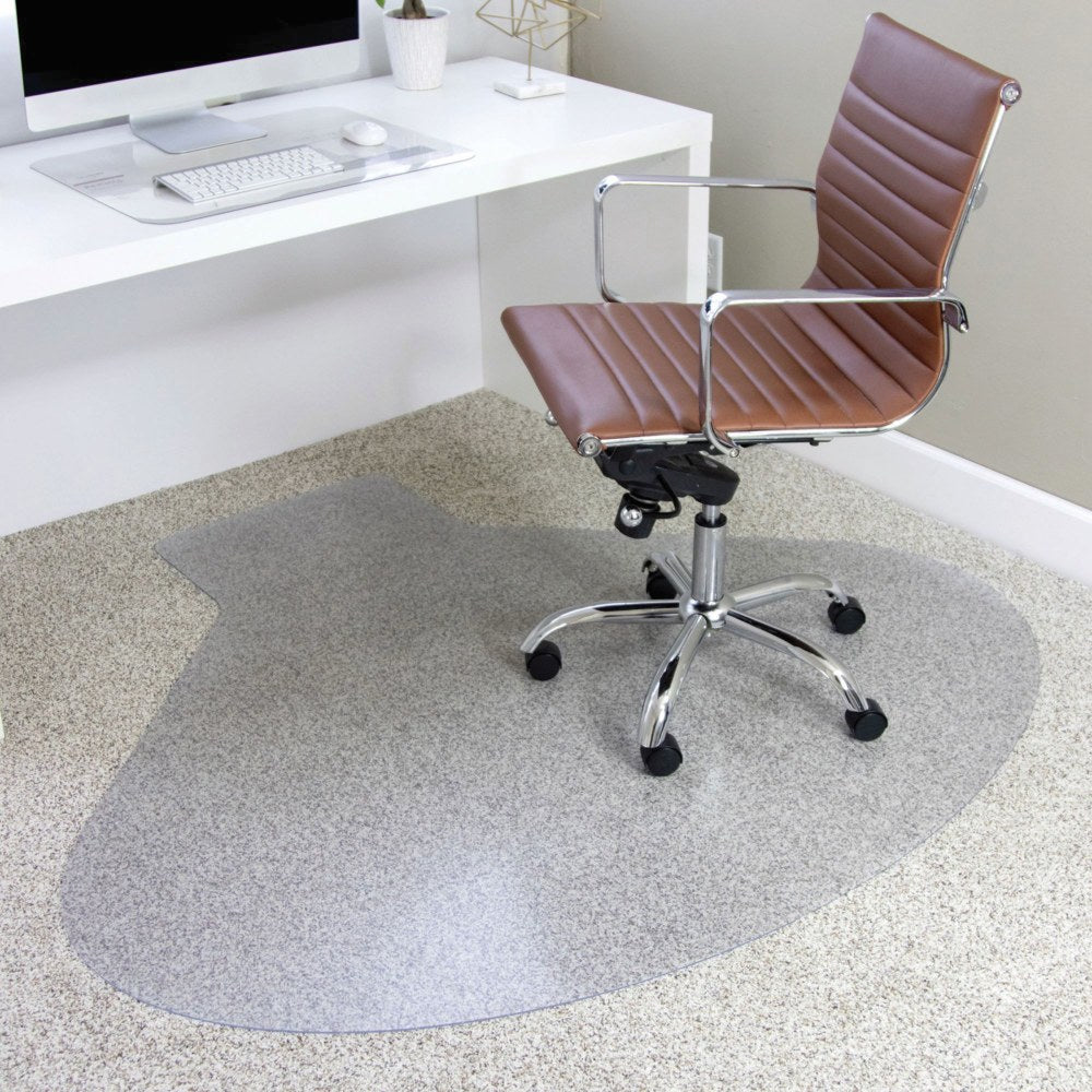 ES Robbins EverLife Workstation Vinyl Chair Mat For Medium Pile Carpet, 66in x 60in, Clear