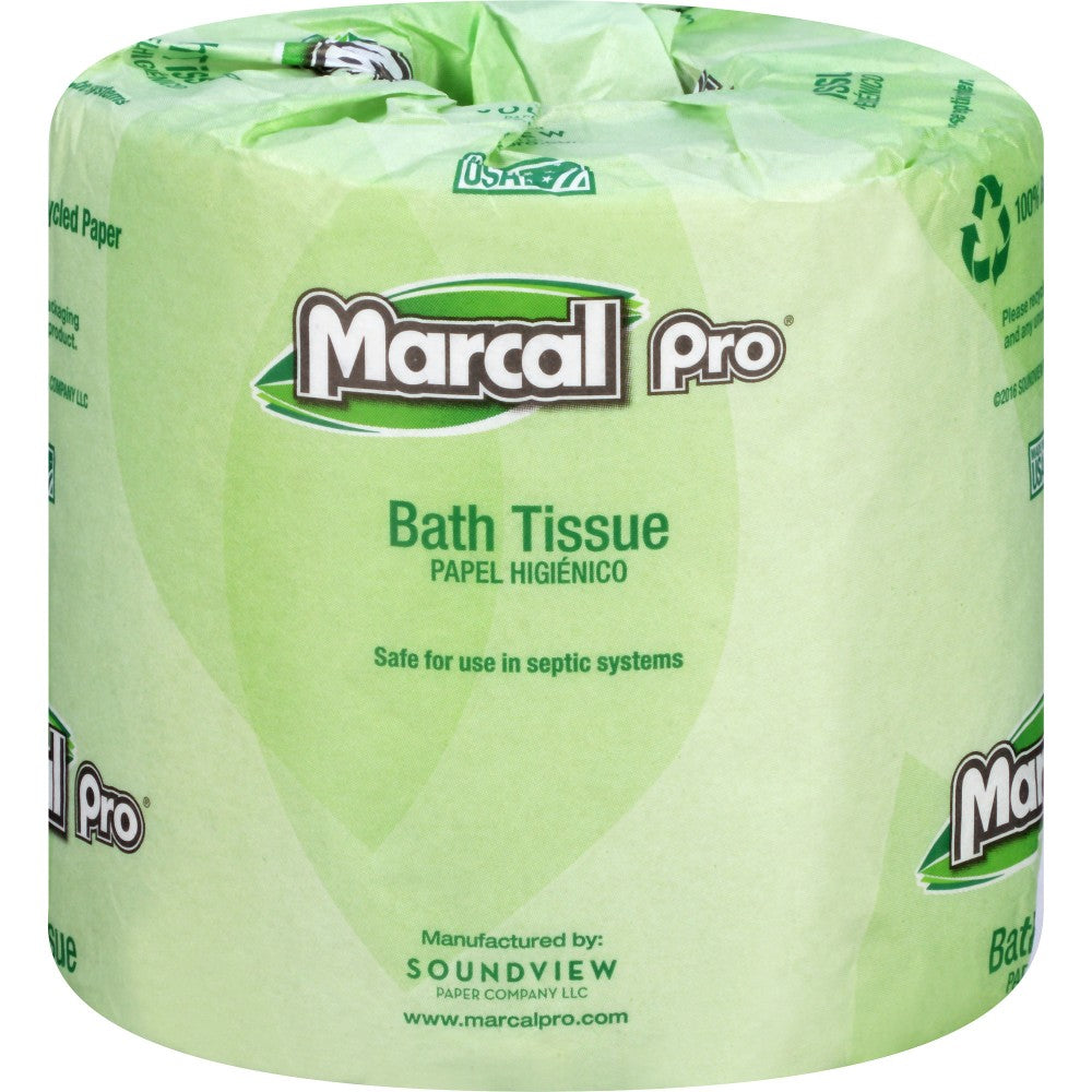 Marcal PRO 2-Ply Septic Safe Bathroom Tissue, 100% Recycled, White, 240 Sheets per Roll, Case of 48 Rolls