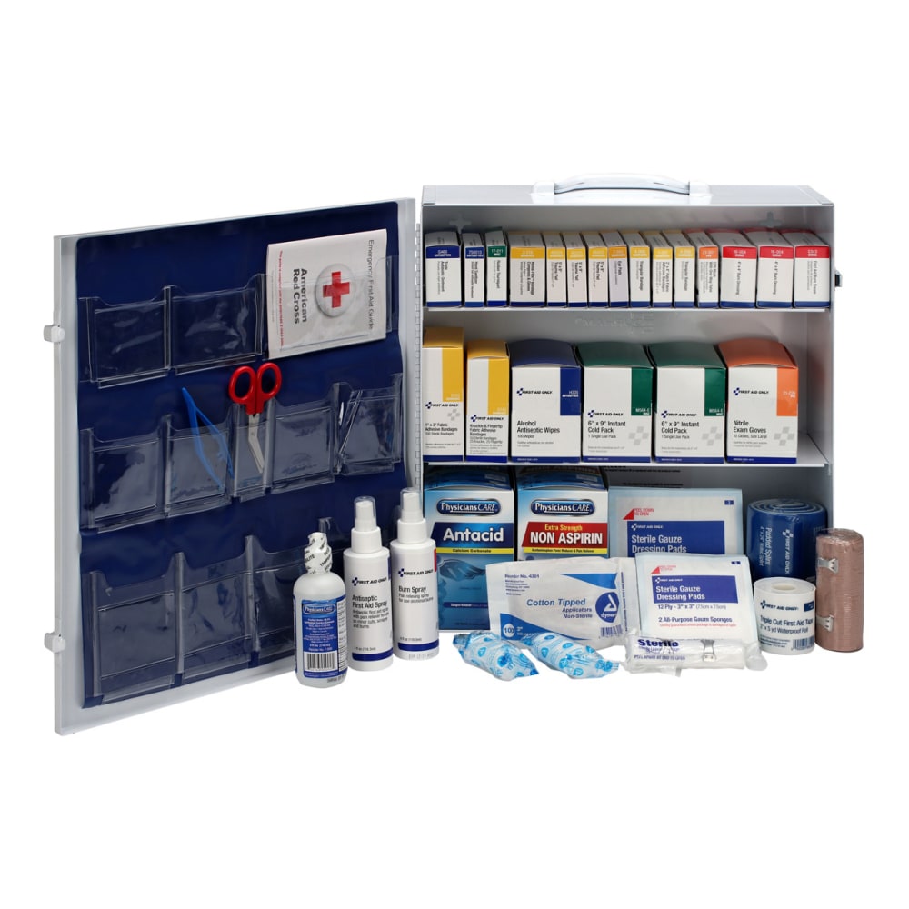 First Aid Only 3-Shelf First Aid Station With Medications, White, 676 Pieces