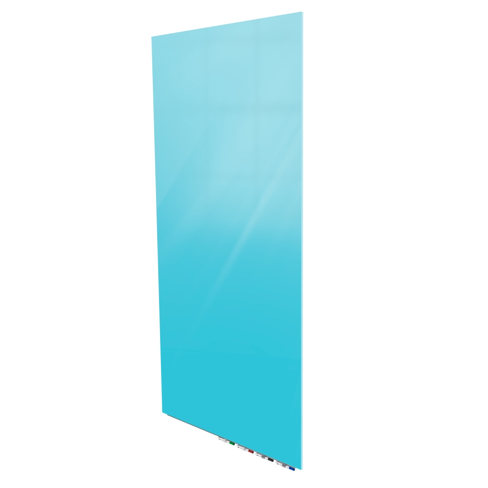 Ghent Aria Low-Profile Magnetic Glass Whiteboard, 72in x 36in, Blue