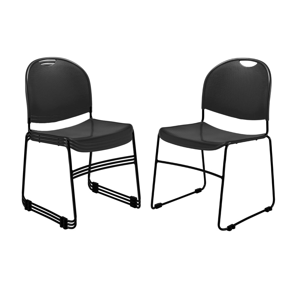 Commercialine Multipurpose Ultra-Compact Stack Chairs, Black, Set Of 4 Chairs