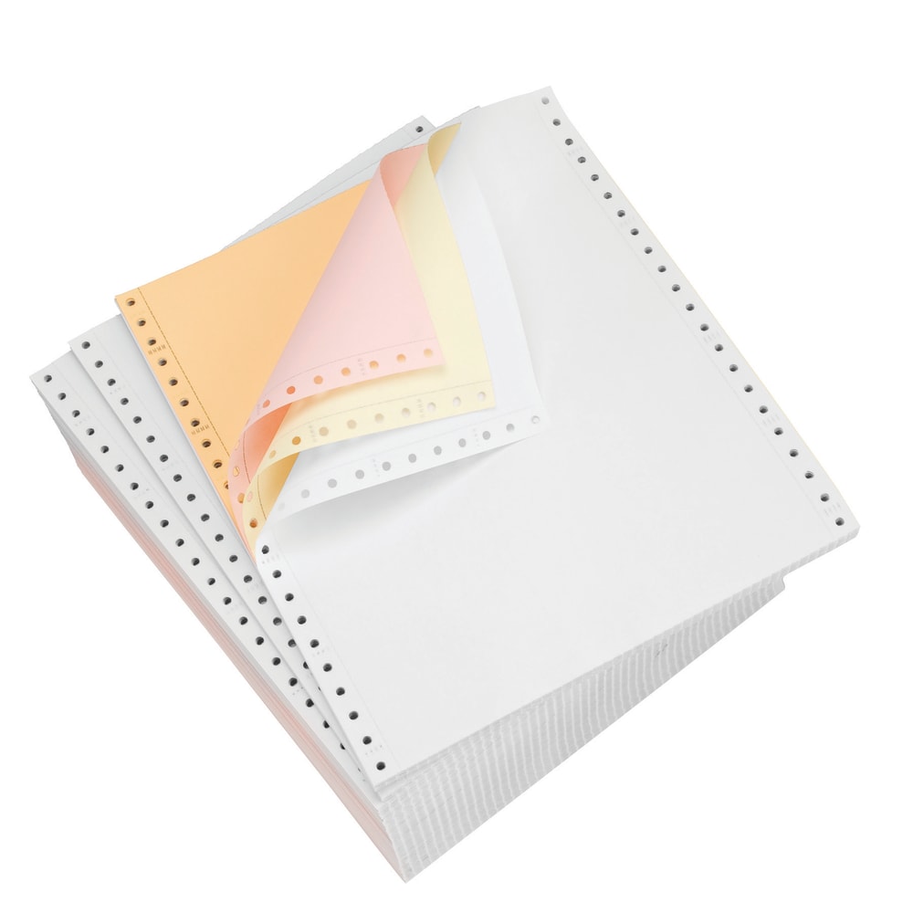 Domtar Carbonless Continuous Forms, 4-Part, 9 1/2in x 11in, Canary/Goldenrod/Pink/White, Carton Of 900 Forms