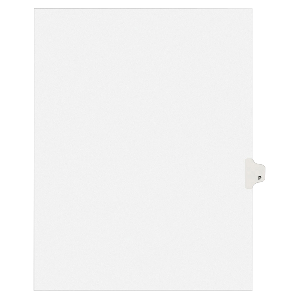 Avery Allstate-Style 30% Recycled Collated Legal Exhibit Dividers, 8 1/2in x 11in, White Dividers/White Tabs, P, Pack Of 25 Tabs