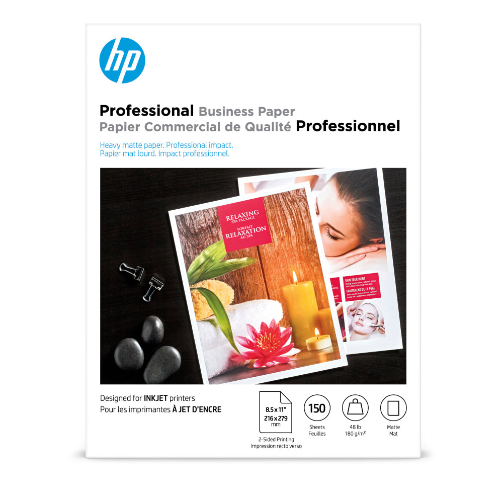 HP Professional Business Paper for Inkjet Printers, Matte, Letter Size (8 1/2in x 11in), 48 Lb, Pack Of 150 Sheets (CH016A)