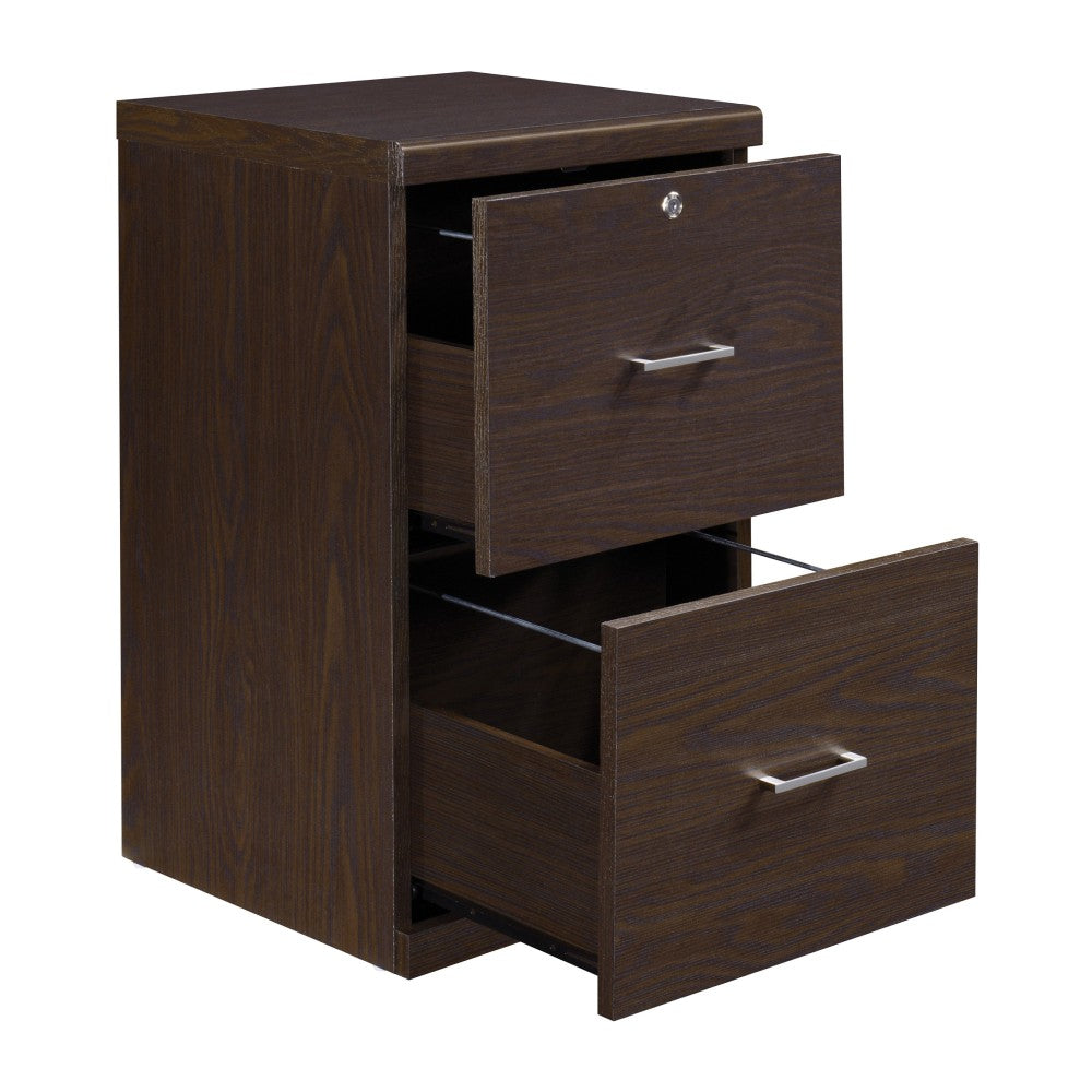 Office Star Alpine 17inD Vertical 2-Drawer File Cabinet With Lockdowel Fastening System, Espresso