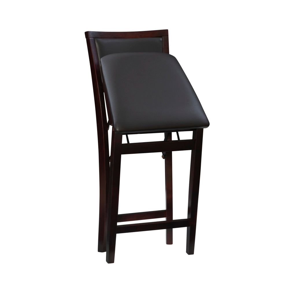 Linon Baker Faux Leather Folding Counter Stool, Espresso/Dark Brown