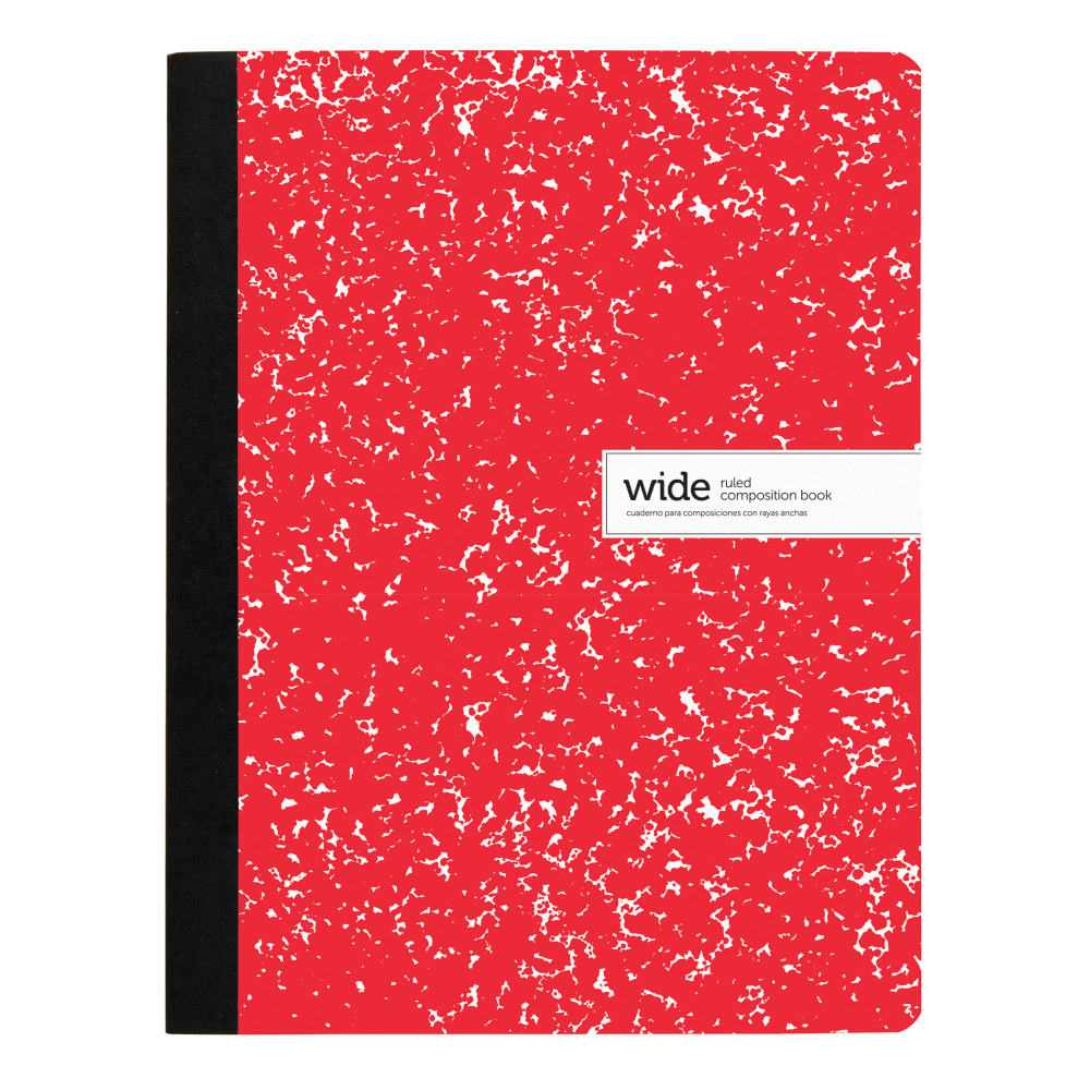 Office Depot Brand Composition Notebook, 9-3/4in x 7-1/2in, Wide Ruled, 100 Sheets, Red