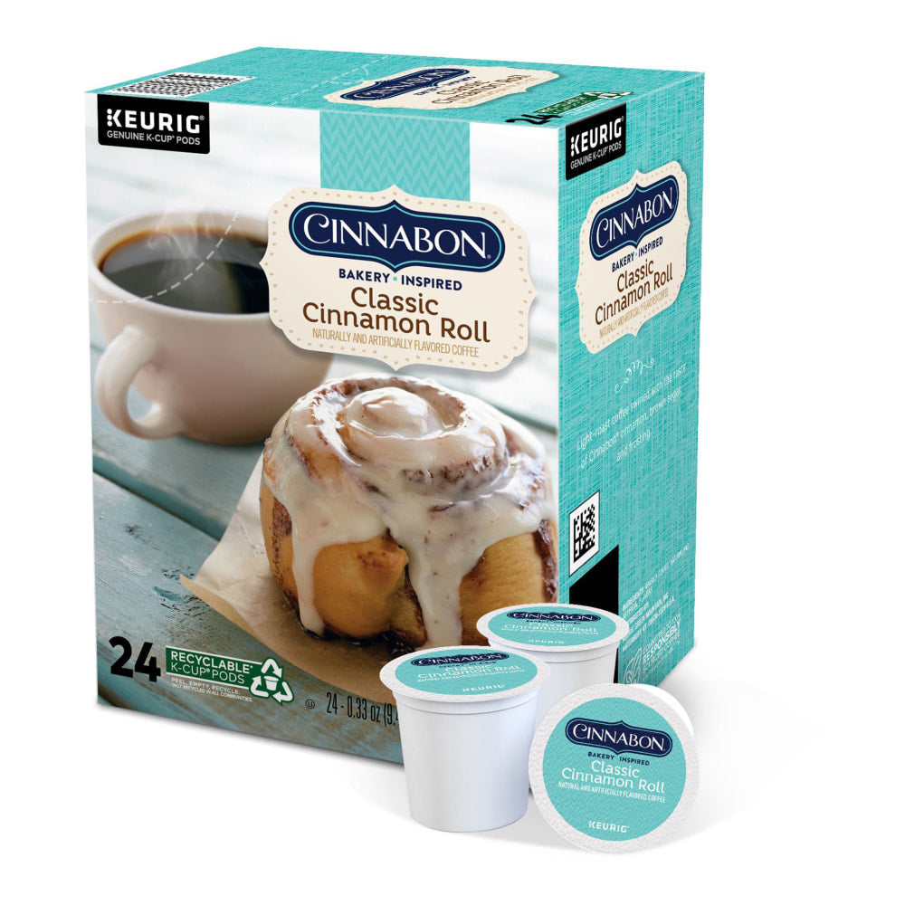 Cinnabon Classic Single-Serve Coffee K-Cup Pods, Cinnamon Roll, Carton Of 24