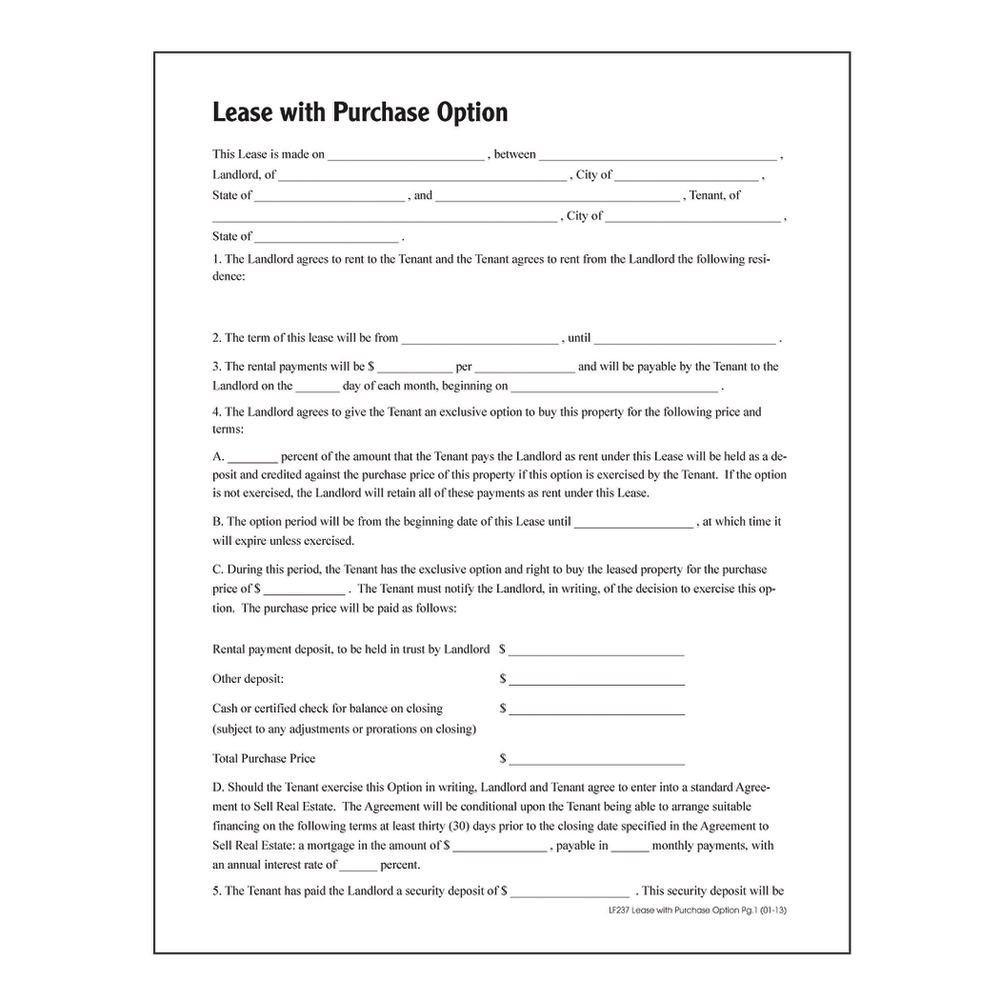 Adams Lease With Purchase Option