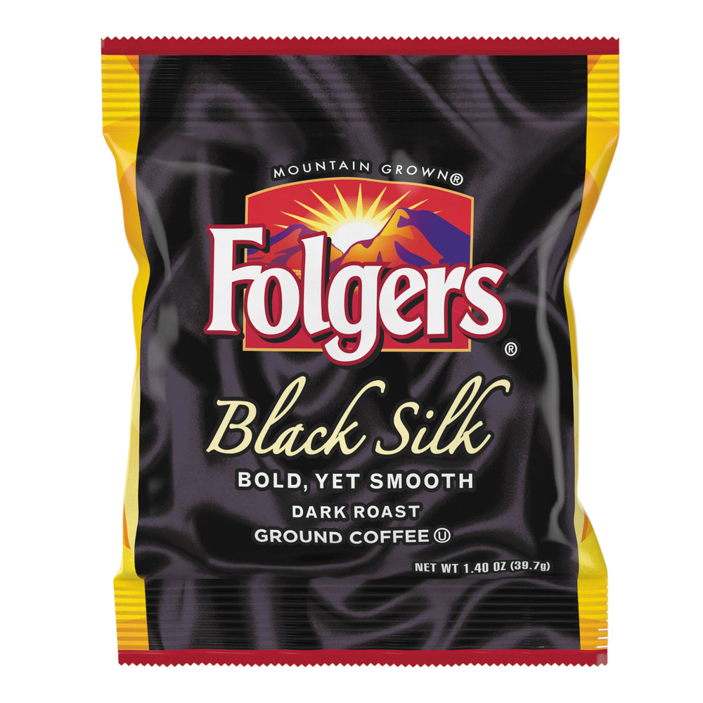 Folgers Black Silk Single-Serve Packs, Dark Roast, 1.4 Oz Per Bag, Carton Of 42