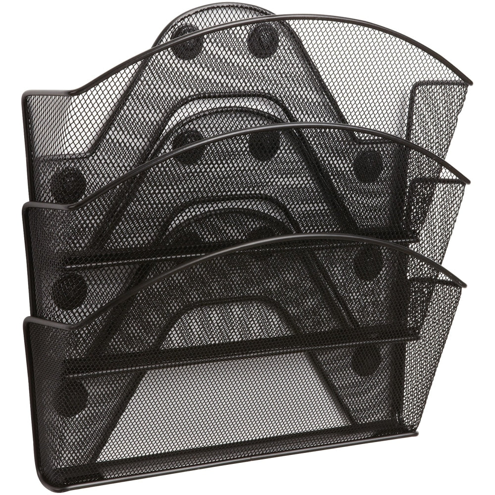 Onyx Magnetic Mesh Panel Accessories, 3 File Pocket, 13 x 4 1/4 x 13 1/2, Black