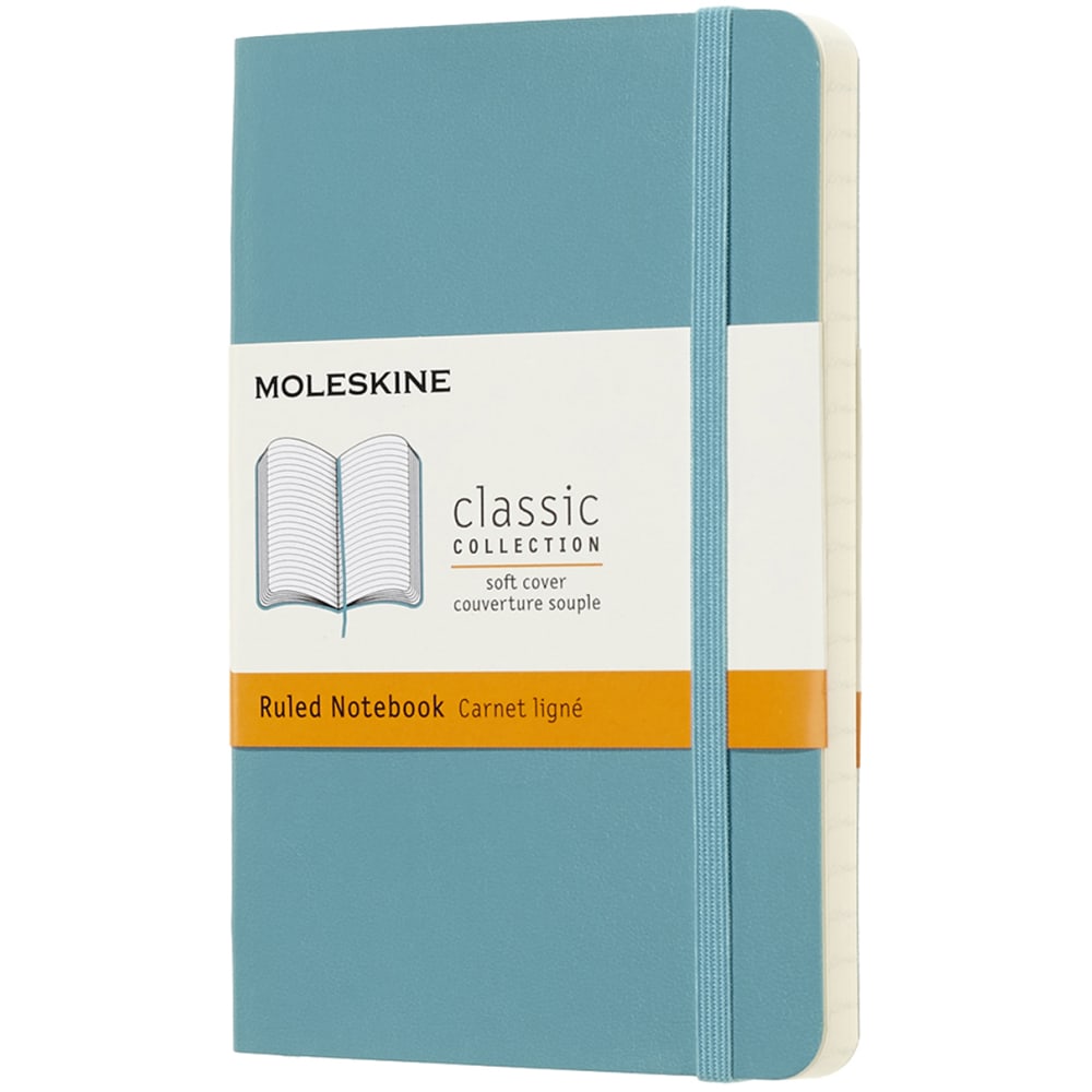 Moleskine Classic Notebook, Pocket, 3.5in X 5.5in, Ruled, 192 pages, Soft Cover, Reef Blue