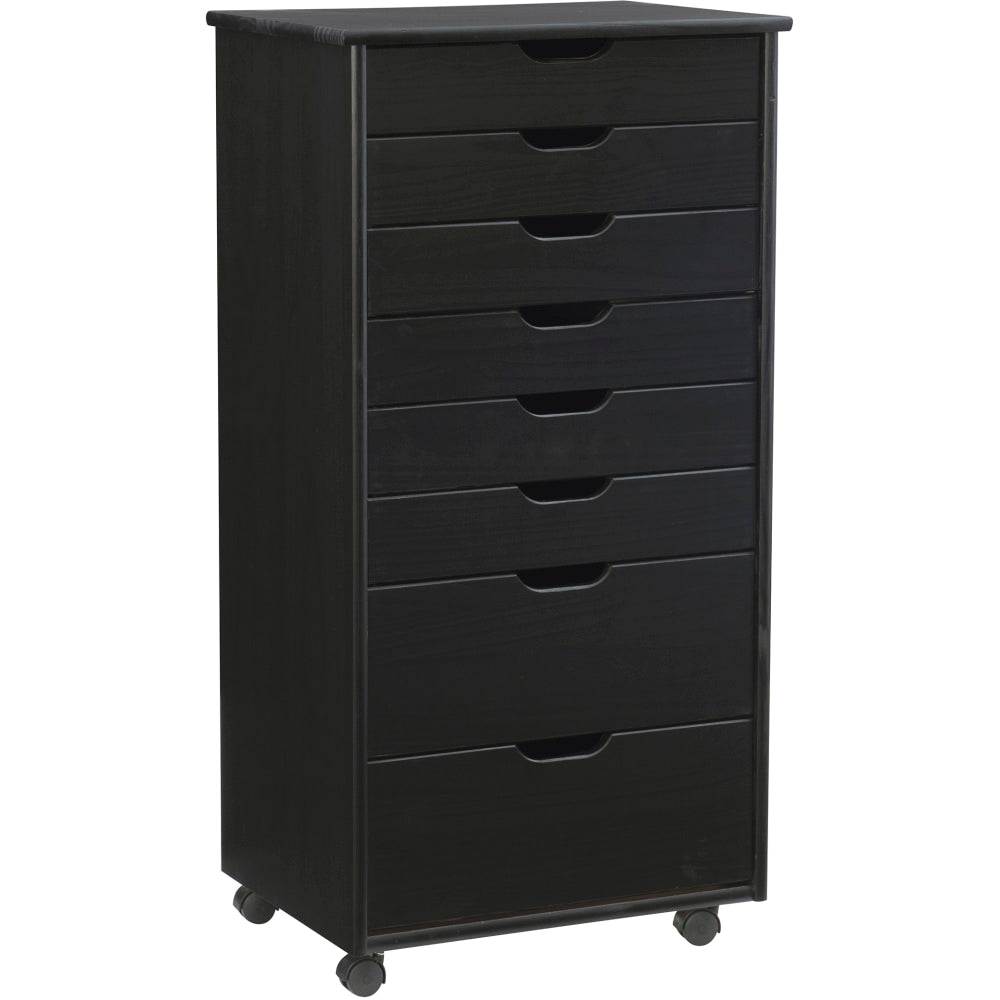 Linon Casimer 8-Drawer Rolling Home Office Storage Cart, Black