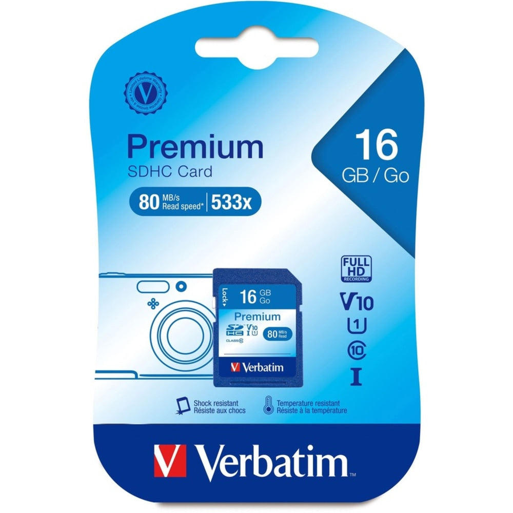 Verbatim Class 10 Secure Digital High Capacity (SDHC) Memory Card, 16GB