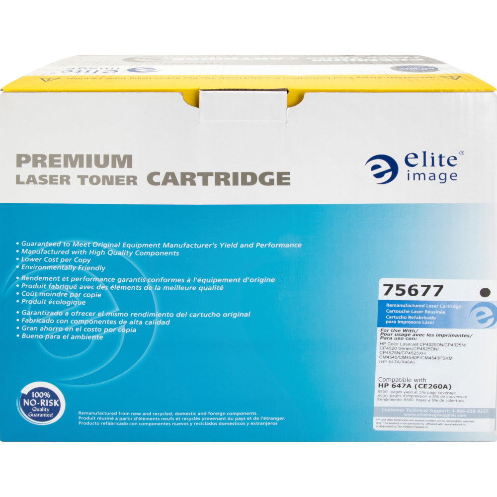 Elite Image Remanufactured Black Toner Cartridge Replacement For HP 647A, CE260A