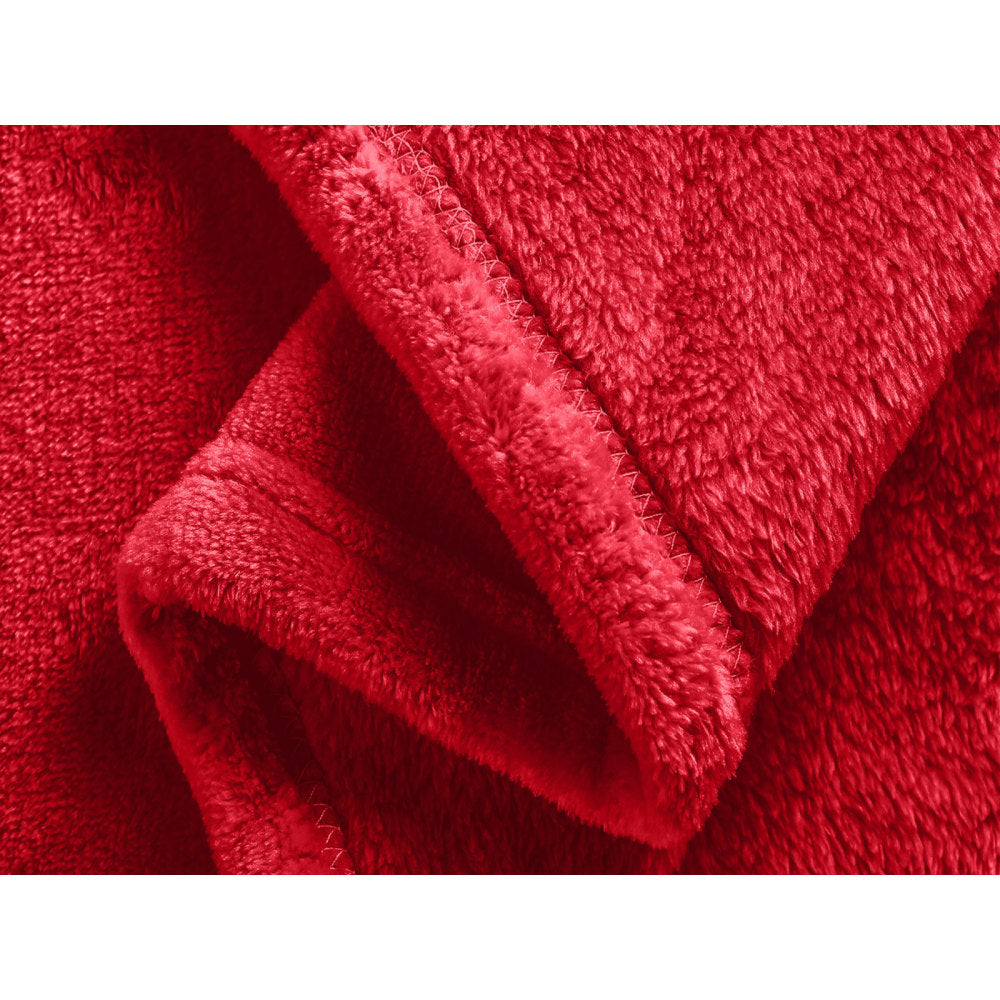 Sedona House Premium Microfiber Velvet Plush Flannel Throw Blanket, 90in x 108in King, Red