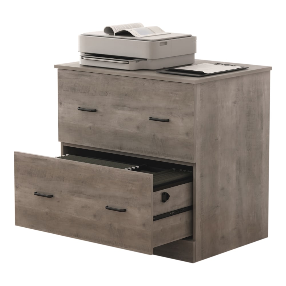 Realspace Peakwood 30-1/2inW x 21-4/5inD Lateral 2-Drawer File Cabinet, Smoky Brown