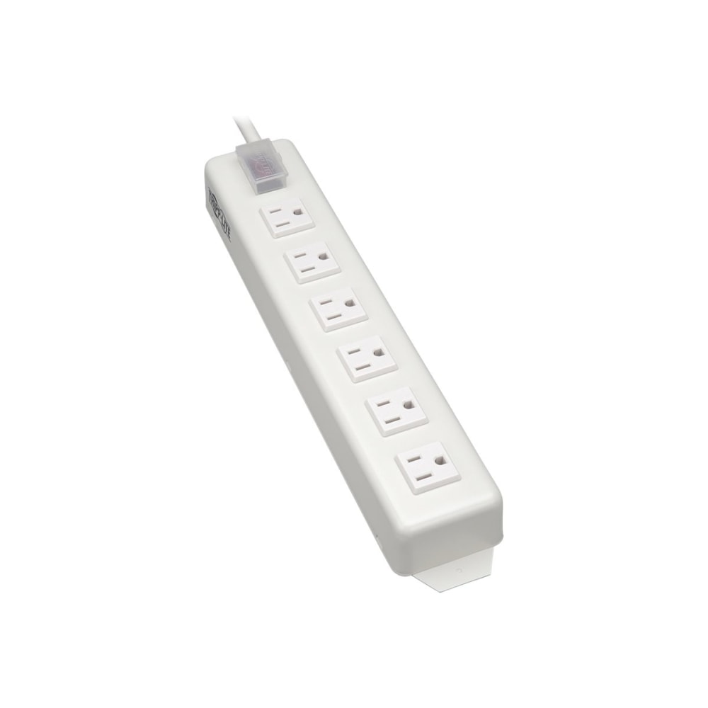 Tripp Lite Power Strip Metal 120V 5-15R Right Angle 6 Outlet 15ft Cord - Power strip - 15 A - AC 120 V - input: NEMA 5-15 - output connectors: 6 (NEMA 5-15) - 15 ft cord - light gray