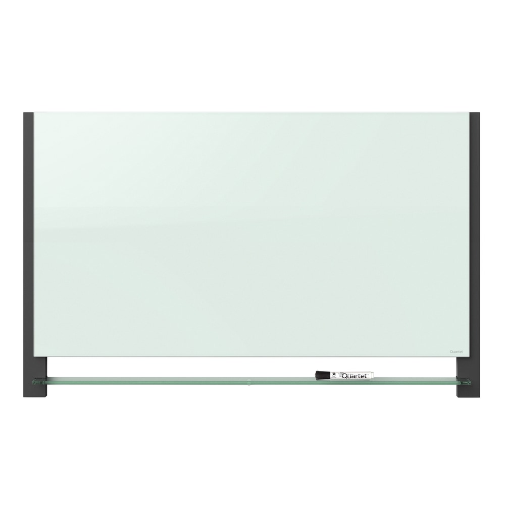 Quartet Evoque Glass Magnetic Dry-Erase Whiteboard, 22in x 39in, Plastic Frame With Black Finish