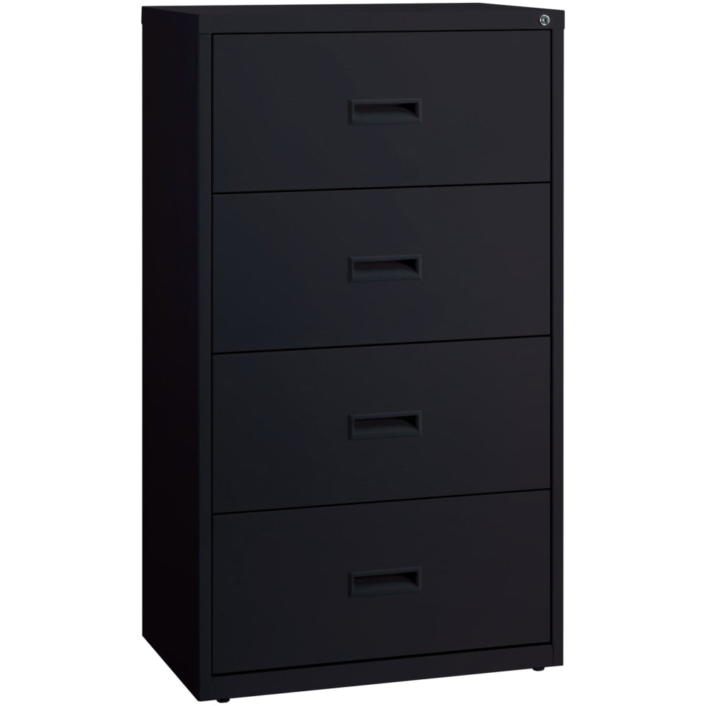 Lorell 30inW x 18-5/8inD Lateral 4-Drawer File Cabinet, Black