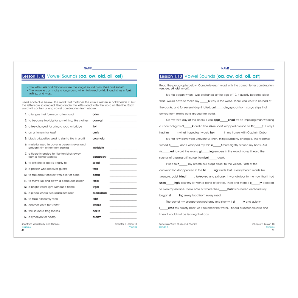 Carson-Dellosa Spectrum Word Study And Phonics Workbook, Grade 6