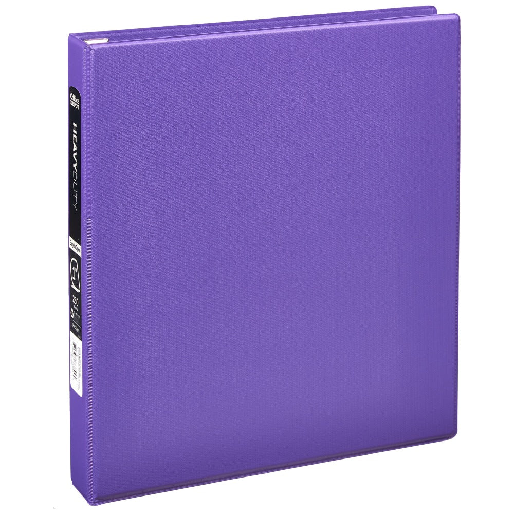 Office Depot Heavy-Duty Easy-Open 3-Ring Binder, 1in D-Rings, Purple