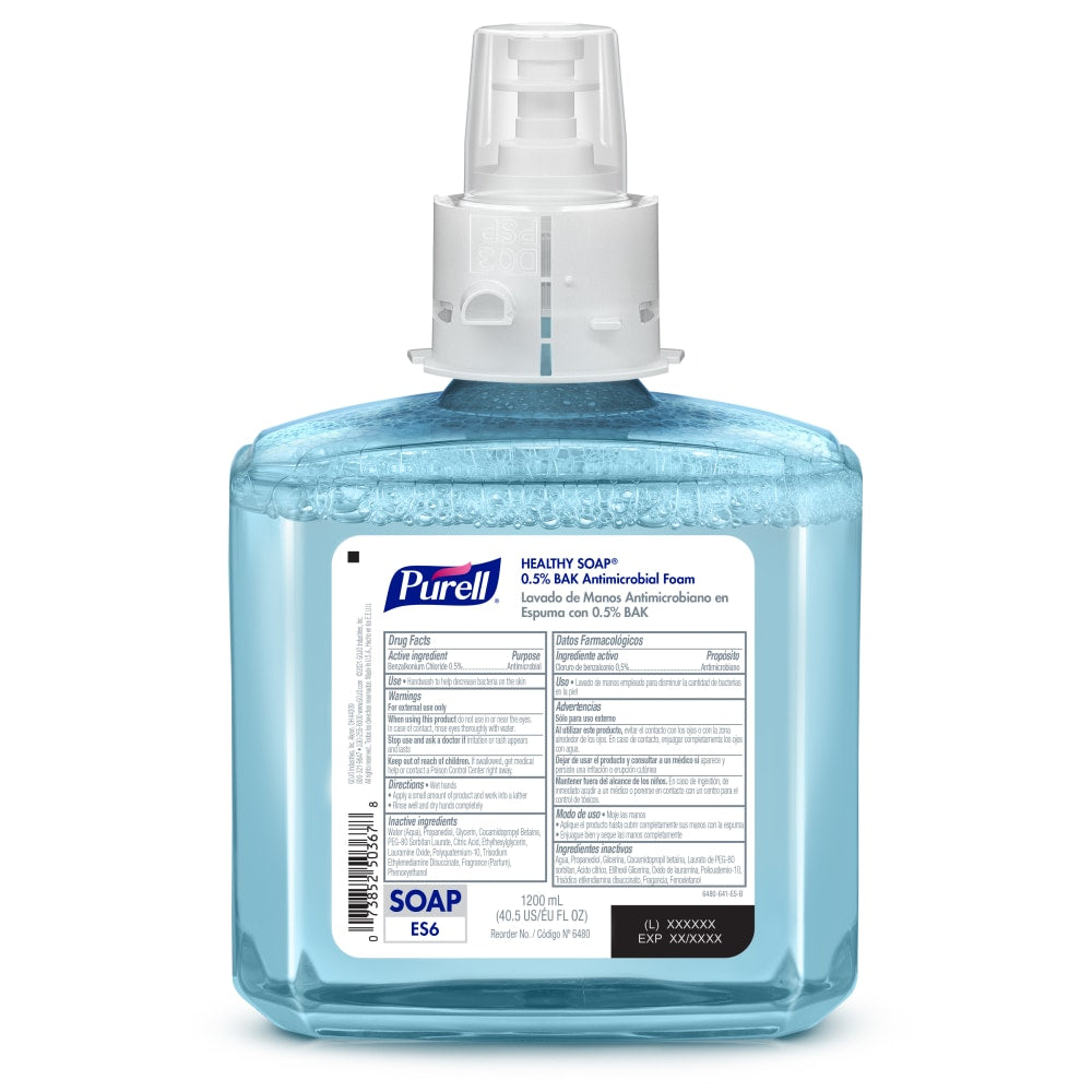 PURELL Brand 0.5% BAK Antimicrobial HEALTHY SOAP Foam ES6 Refill, Lightly Fragranced, 40.6 Oz, Pack of 2