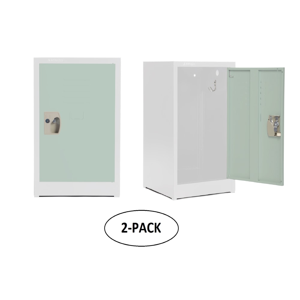 Alpine AdirOffice 1-Tier Steel Lockers, 24inH x 15inW x 15inD, Misty Green, Pack Of 2 Lockers