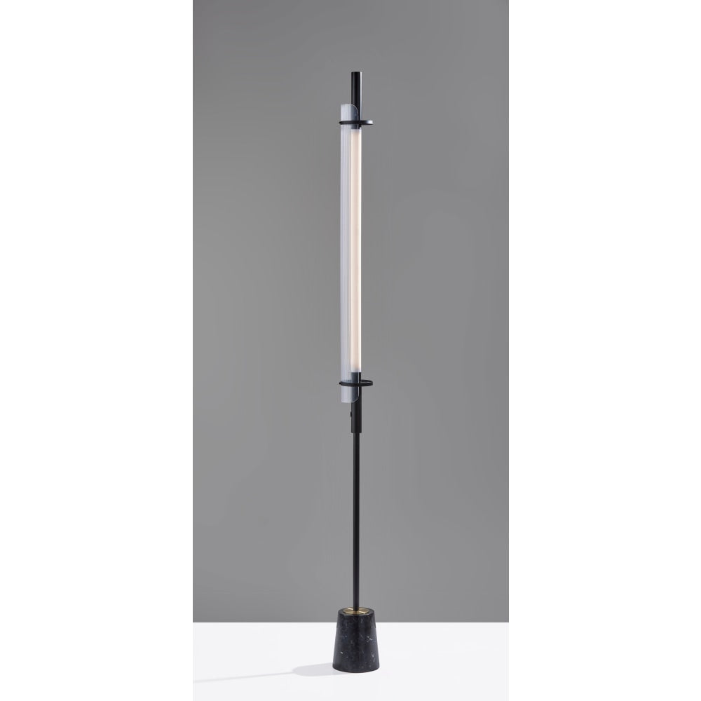 Adesso ADS360 Flair LED Floor Lamp, 71inH, Antique Brass/Black