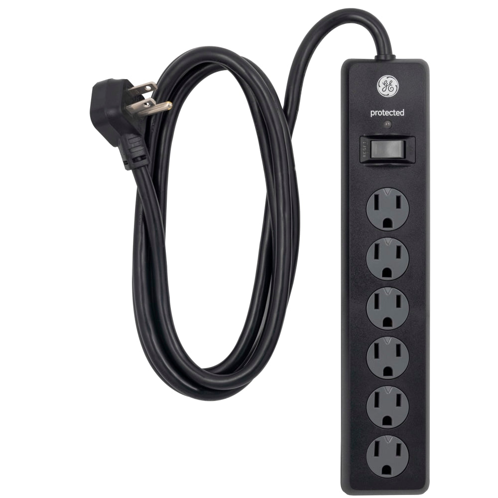 GE 6-Outlet Surge Protector, 6ft Cord, Black