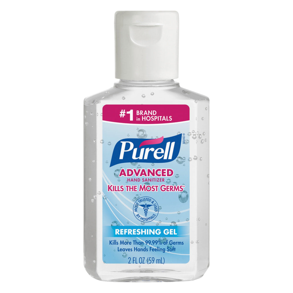 PURELL Portable Instant Hand Sanitizer - 2 fl oz (59.1 mL) - Flip Top Bottle Dispenser - Kill Germs - Hand - Clear - Moisturizing - 24 / Carton