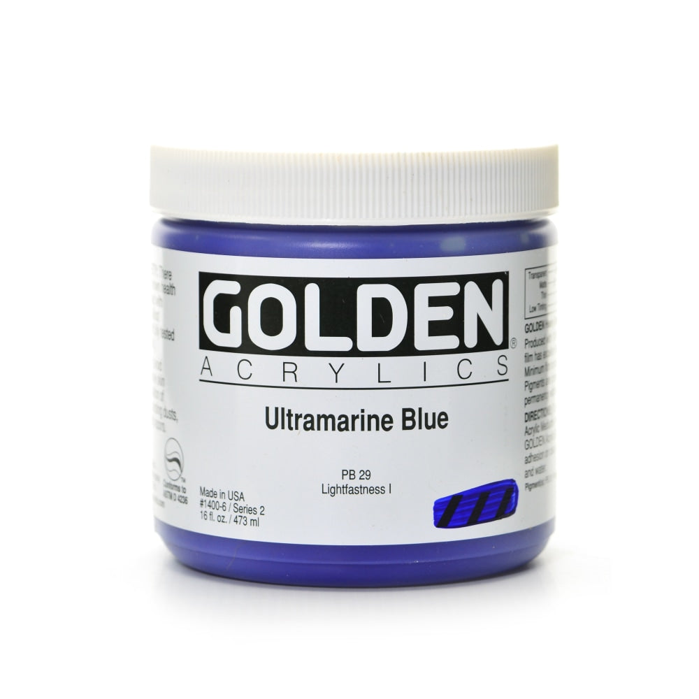 Golden Heavy Body Acrylic Paint, 16 Oz, Ultramarine Blue