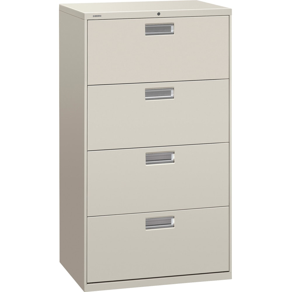 HON 600 30inW x 19-1/4inD Lateral 4-Drawer File Cabinet With Lock, Light Gray