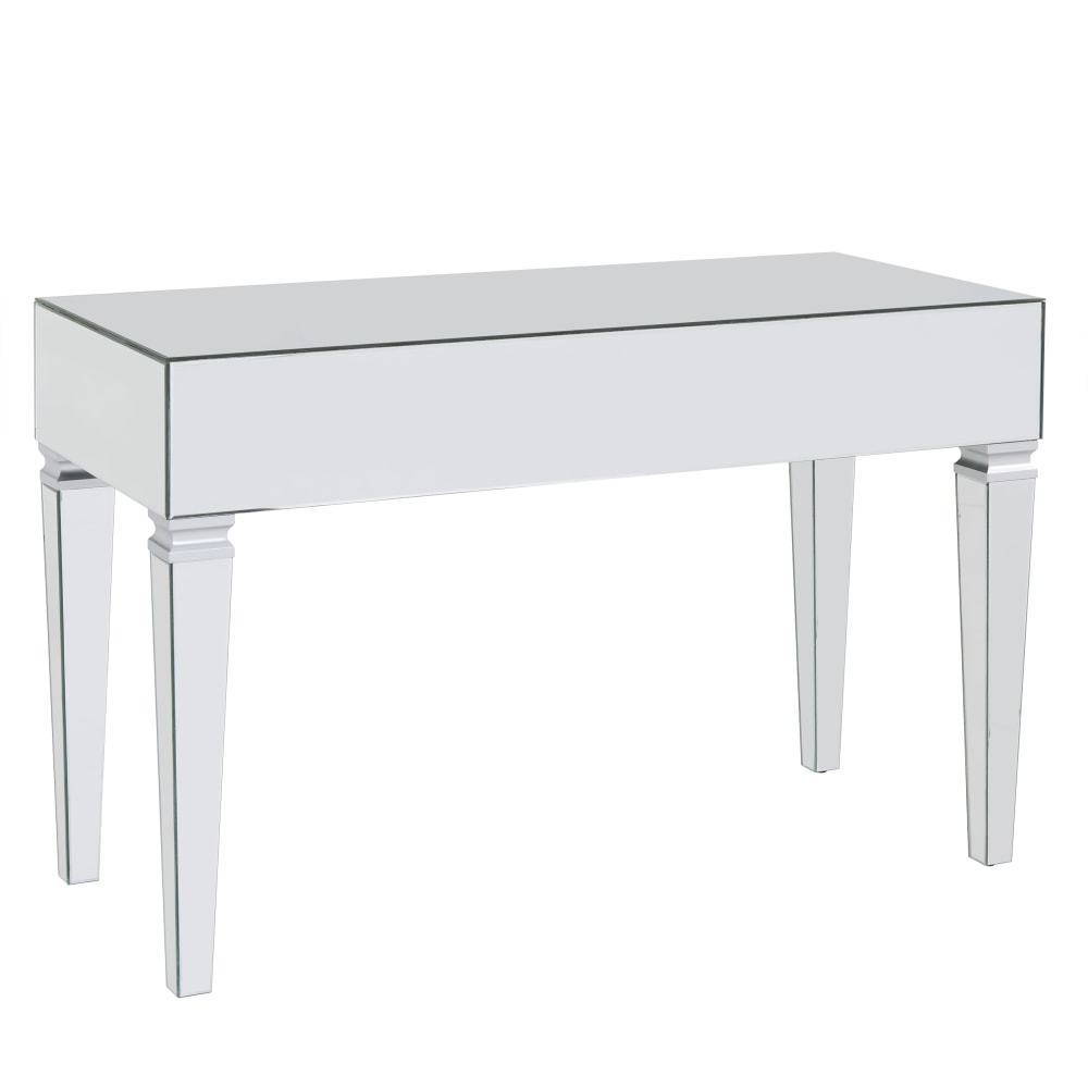 SEI Furniture Darien Mirrored 3-Drawer 47inW Writing Desk, Matte Silver