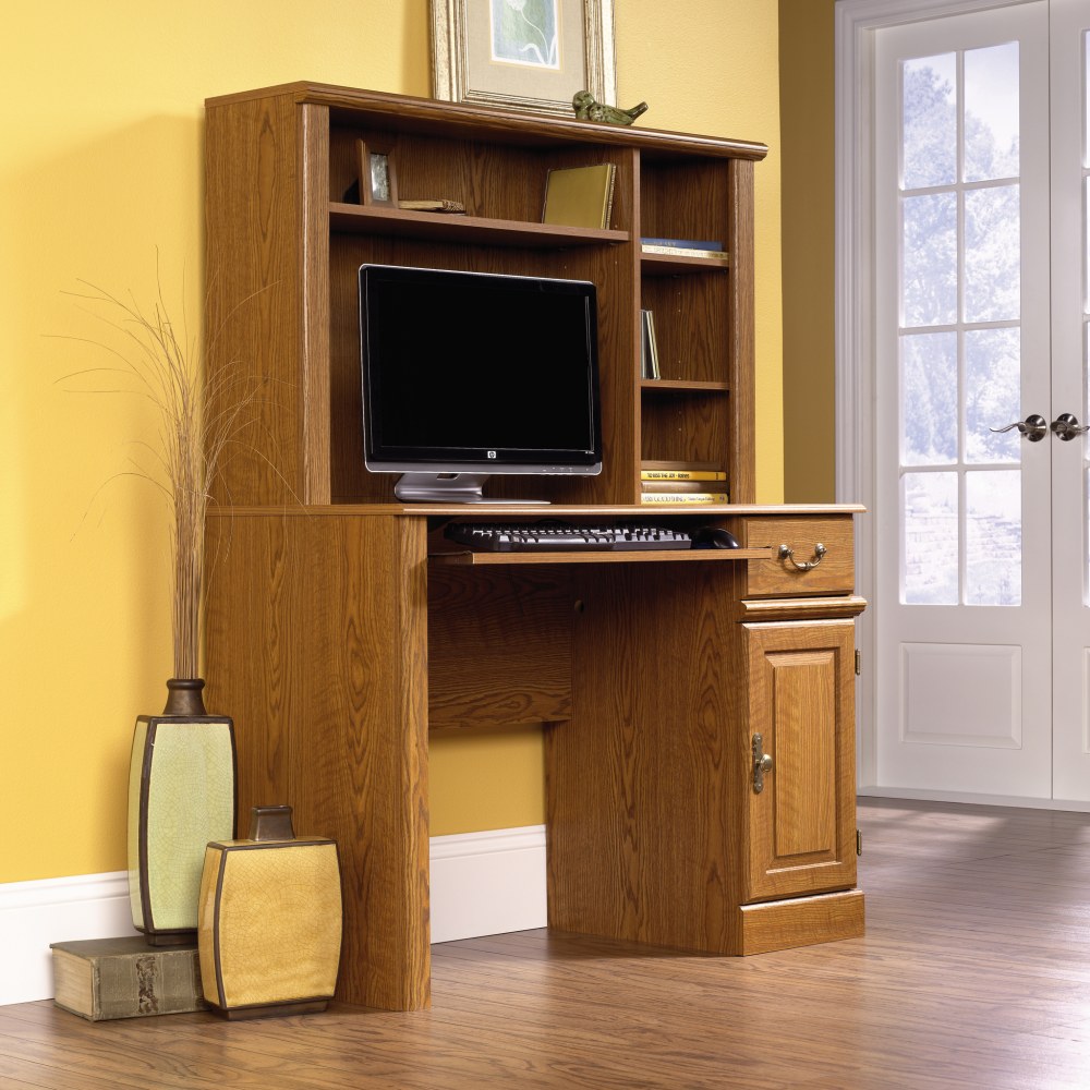 Sauder Orchard Hills 43inW Computer Desk With Hutch, Carolina Oak