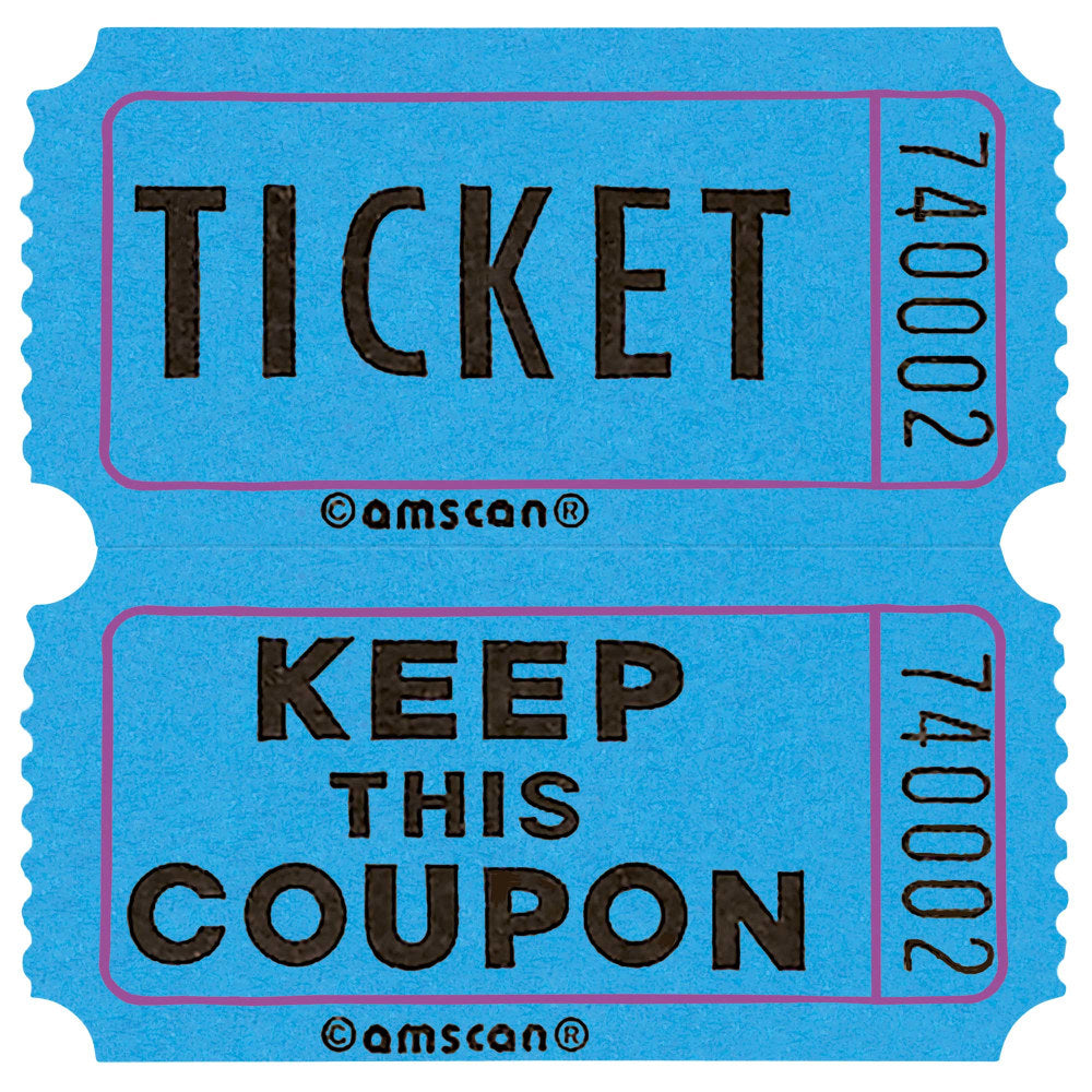 Amscan Double Ticket Roll, 6-1/2inH x 6-1/2inW x 2inD, Blue, 2,000 Tickets Per Roll